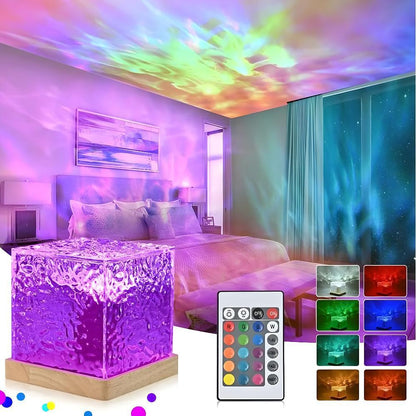 Aurélis Projection Cube – Rotating LED Lamp with Water Glow Effect & 16 Color Modes