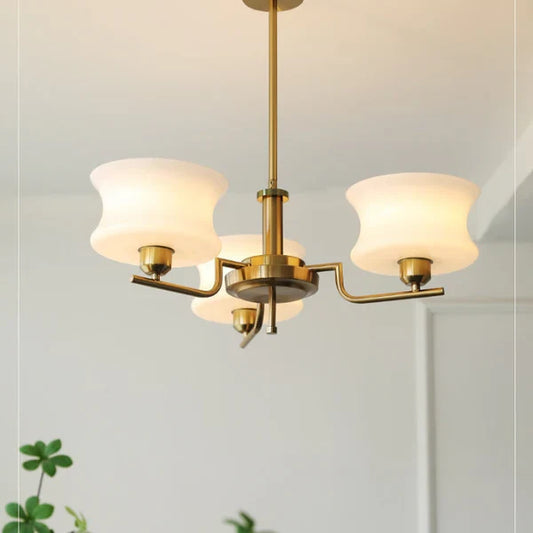 Éloise Gold Chandelier – Vintage-Style Glass Ceiling Light for Dining Rooms & Living Spaces