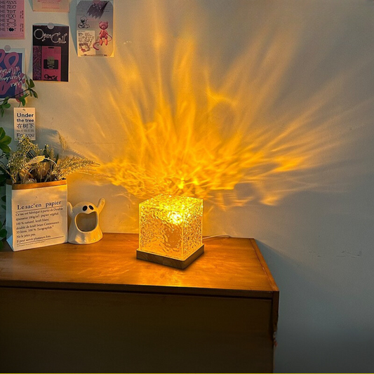 Aurélis Projection Cube – Rotating LED Lamp with Water Glow Effect & 16 Color Modes
