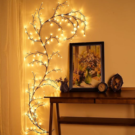 Clémentine Rattan Glow – 144 Warm LED String Lights for Indoor Ambience & Event Decor