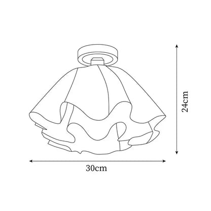 Camélia Folded Ruffle Ceiling Light – Gold Flush Mount in Sculpted Fabric Form