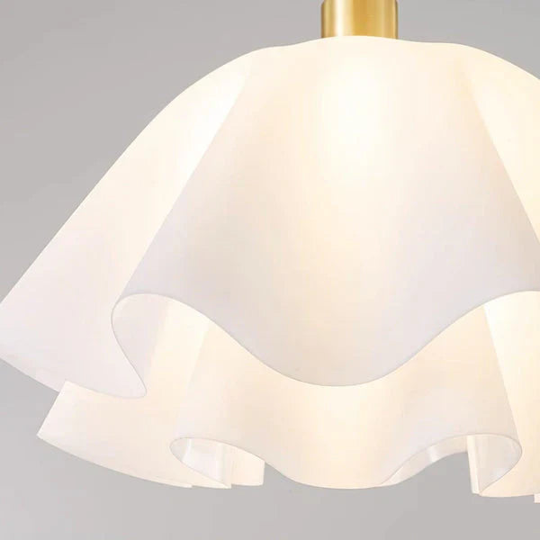 Camélia Folded Ruffle Ceiling Light – Gold Flush Mount in Sculpted Fabric Form