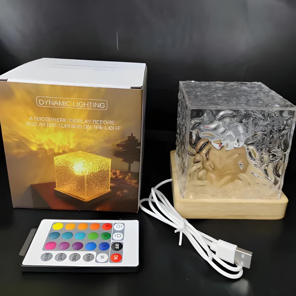 Aurélis Projection Cube – Rotating LED Lamp with Water Glow Effect & 16 Color Modes