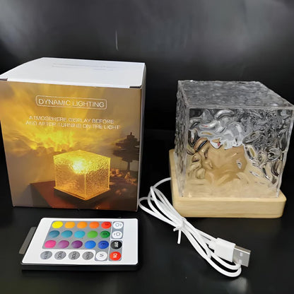 Aurélis Projection Cube – Rotating LED Lamp with Water Glow Effect & 16 Color Modes